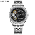 Business Watch for Men MEGIR 2091 Luxury Quartz Watches Stainless Steel Military Wrist Watches Men Clock Hour Time